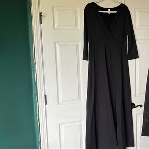 Poseshe 3/4 sleeve Black Women's Dress